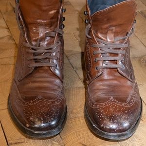 To Boot New York Wing Tip Lace Up Brown Leather Boots